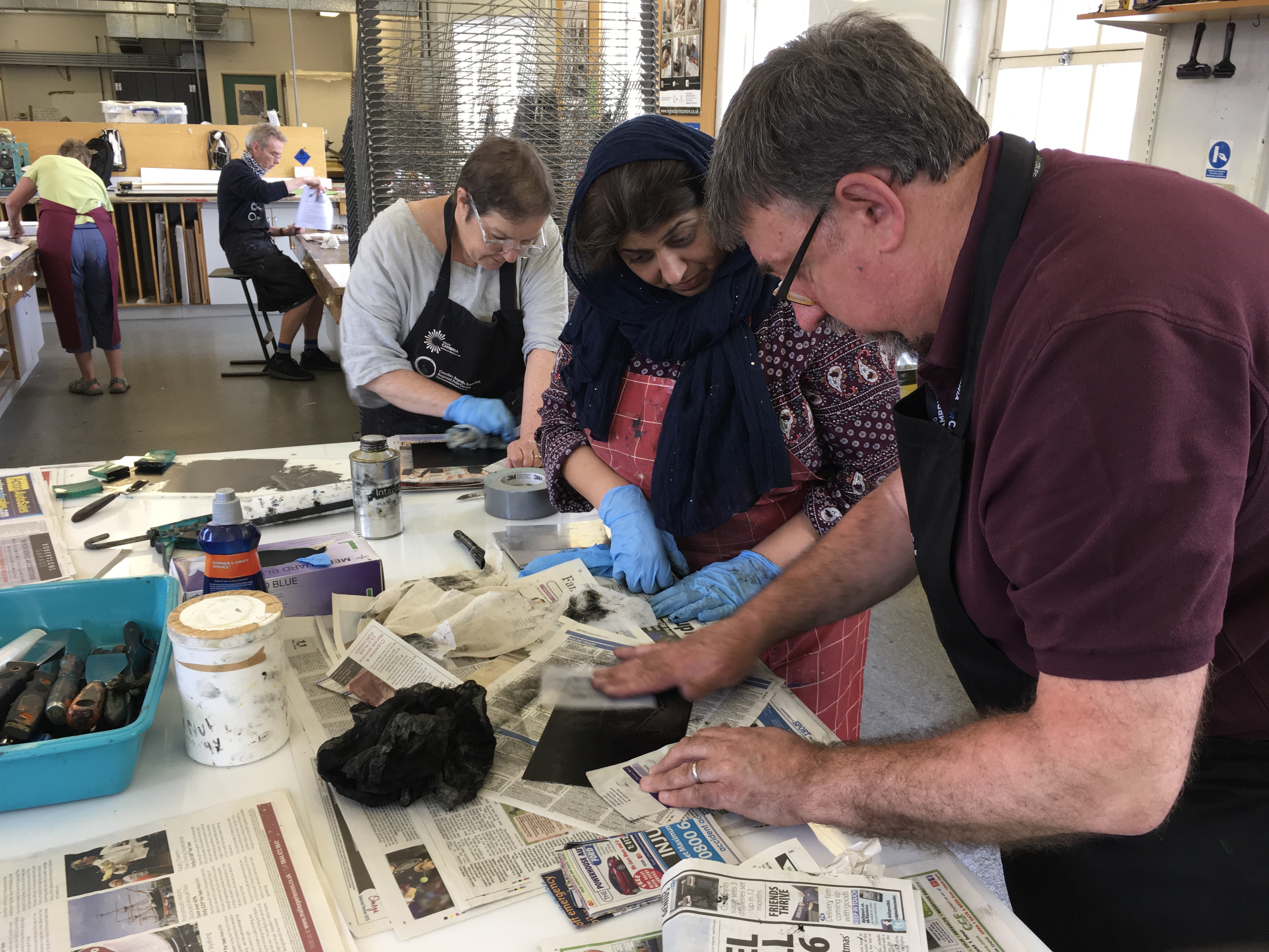 Saline Sulphate and Electro-etch Workshop Wrexham Regional Print Centre 2017